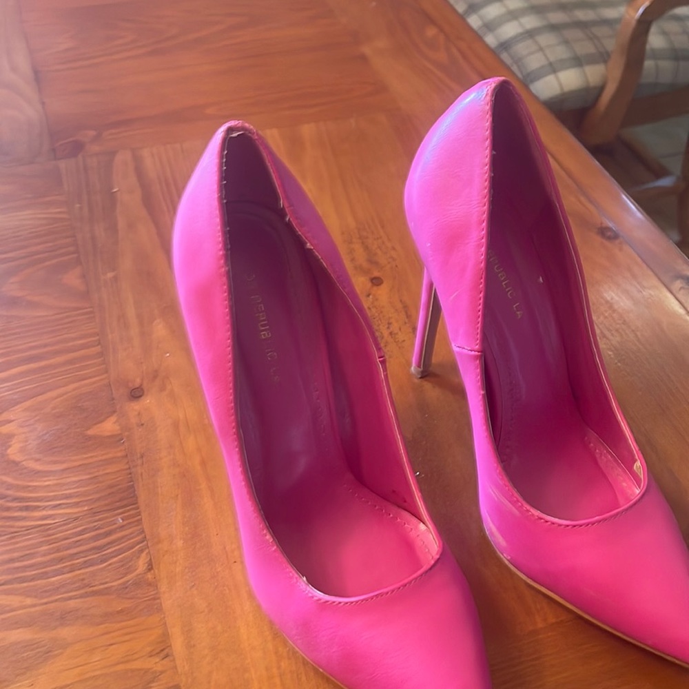 Pink heel by  Shoe Republic. Worn. Size 9
